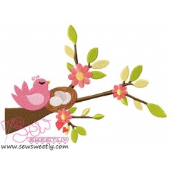 Bird On Branch-3 Embroidery Design Pattern-3