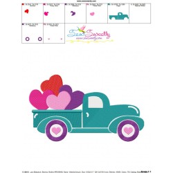 Valentine's Truck Embroidery Design Pattern-3