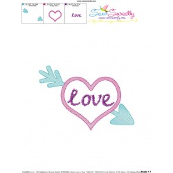 Love in Heart With Arrow Sketch Embroidery Design Pattern-3