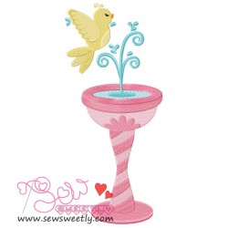Bird And Fountain Embroidery Design Pattern-3