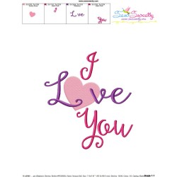 I Love You Lettering Embroidery Design Pattern-3