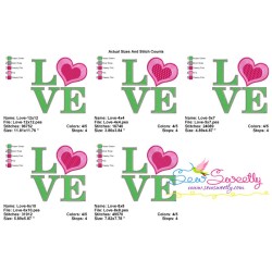Love Heart Lettering Embroidery Design Pattern-2
