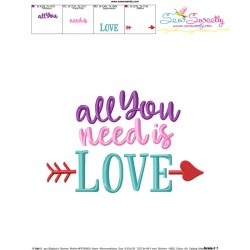 All You Need is Love Lettering Embroidery Design Pattern-3