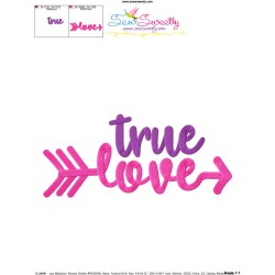True Love Valentine Lettering Embroidery Design Pattern-3