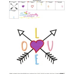 LOVE with Arrows Lettering Embroidery Design Pattern-3