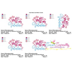 Will You Be My Valentine Lettering Embroidery Design Pattern-2