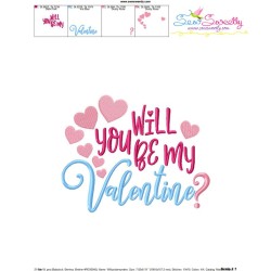 Will You Be My Valentine Lettering Embroidery Design Pattern-3