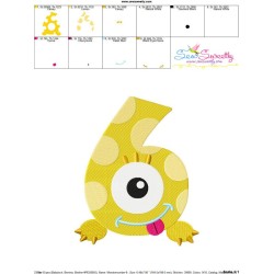 Monster Number-6 Embroidery Design Pattern-3