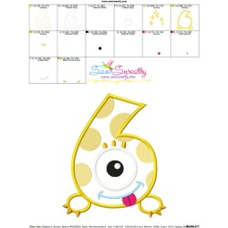 Monster Number-6 Applique Design Pattern-3