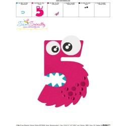 Monster Number-5 Embroidery Design Pattern-3