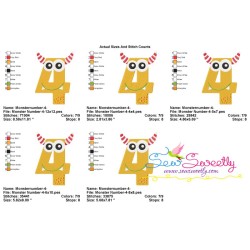 Monster Number-4 Embroidery Design Pattern-2