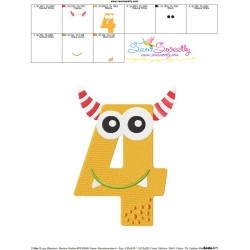 Monster Number-4 Embroidery Design Pattern-3