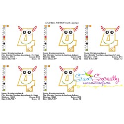 Monster Number-4 Applique Design Pattern-2