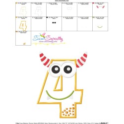 Monster Number-4 Applique Design Pattern-3