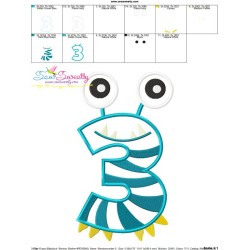 Monster Number-3 Applique Design Pattern-3
