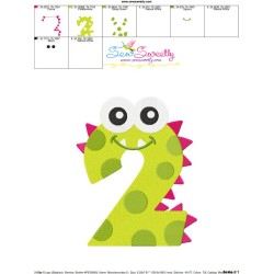 Monster Number-2 Embroidery Design Pattern-3