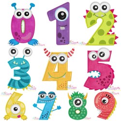 Monster Numbers Applique Design Bundle-1