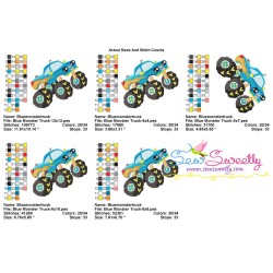 Blue Monster Truck Embroidery Design Pattern-2