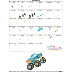Blue Monster Truck Embroidery Design Pattern-3