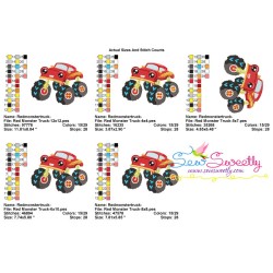 Red Monster Truck Embroidery Design Pattern-2