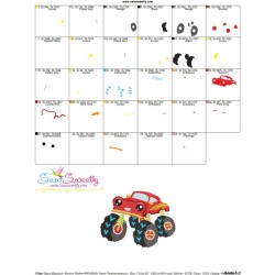Red Monster Truck Embroidery Design Pattern-3