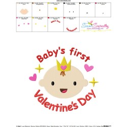 Baby's First Valentine's Day Lettering Embroidery Design Pattern-3