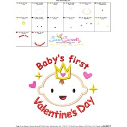 Baby's First Valentine's Day Lettering Applique Design Pattern-3
