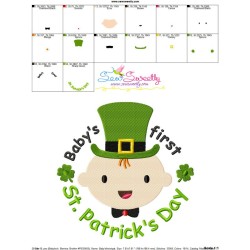 Baby's First St. Patrick's Day Lettering Embroidery Design Pattern-3