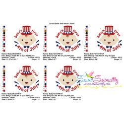 Baby's First 4th of July Lettering Embroidery Design Pattern-2