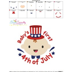 Baby's First 4th of July Lettering Embroidery Design Pattern-3