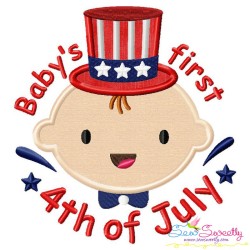 Baby's First 4th of July Lettering Applique Design Pattern-1