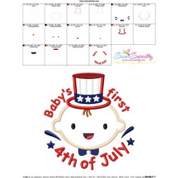 Baby's First 4th of July Lettering Applique Design Pattern-3