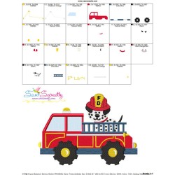 Fire Truck With Dalmatian Dog Embroidery Design Pattern-3