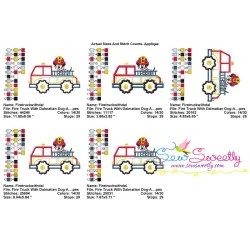 Fire Truck With Dalmatian Dog Applique Design Pattern-2