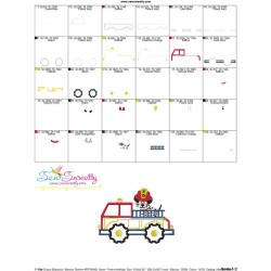 Fire Truck With Dalmatian Dog Applique Design Pattern-3
