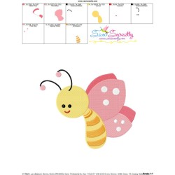 Pink Butterfly Embroidery Design Pattern-3