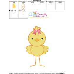 Easter Girl Chick Embroidery Design Pattern-3