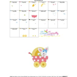Baby Bunny Girl Stroller Embroidery Design Pattern-3