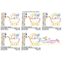 Baby Bunny Girl Stroller Applique Design Pattern-2