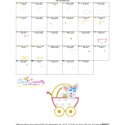 Baby Bunny Girl Stroller Applique Design Pattern-3