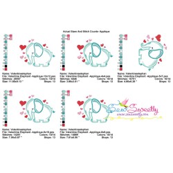 Valentine Elephant Applique Design Pattern-2
