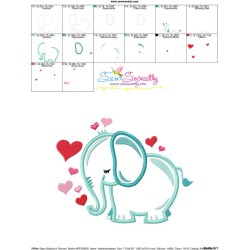 Valentine Elephant Applique Design Pattern-3