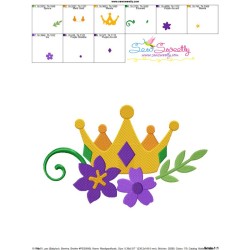 Mardi Gras Floral Crown Embroidery Design Pattern-3