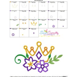 Mardi Gras Floral Crown Applique Design Pattern-3