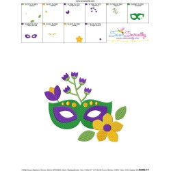 Mardi Gras Floral Mask-1 Embroidery Design Pattern-3