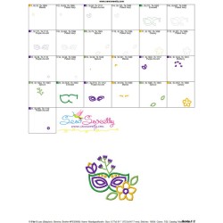 Mardi Gras Floral Mask-1 Applique Design Pattern-3