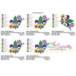 Mardi Gras Floral Fleur De Lis Embroidery Design Pattern-2