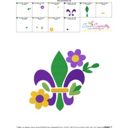 Mardi Gras Floral Fleur De Lis Embroidery Design Pattern-3