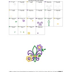 Mardi Gras Floral Fleur De Lis Applique Design Pattern-3