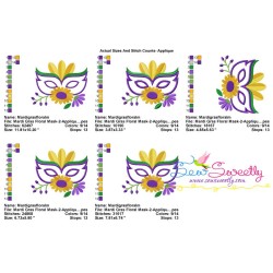 Mardi Gras Floral Mask-2 Applique Design Pattern-2